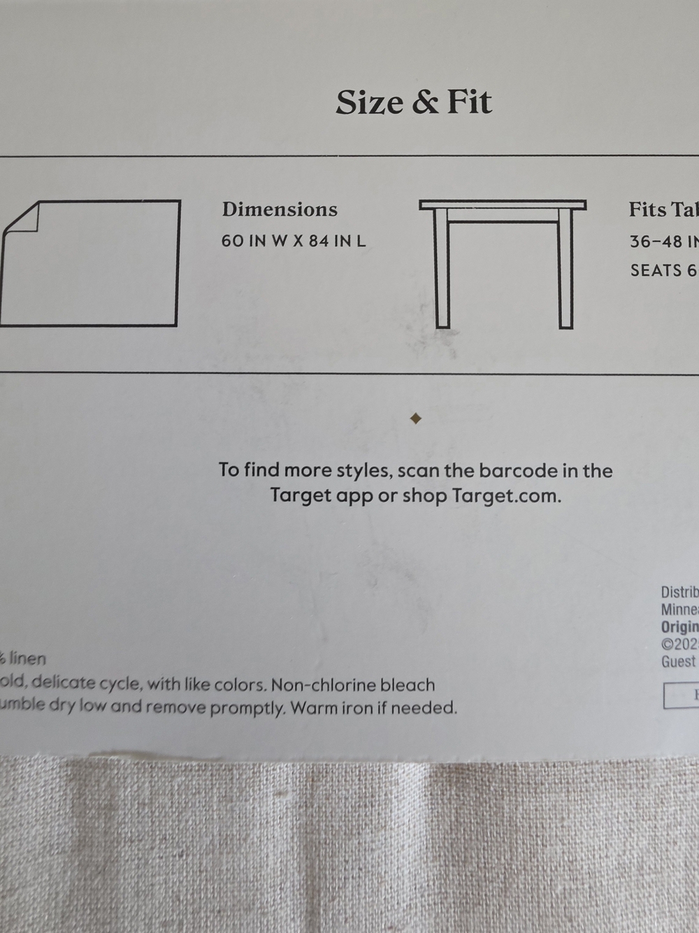 Threshold Natural Beige Rectangular Tablecloth - Picture 4 of 4